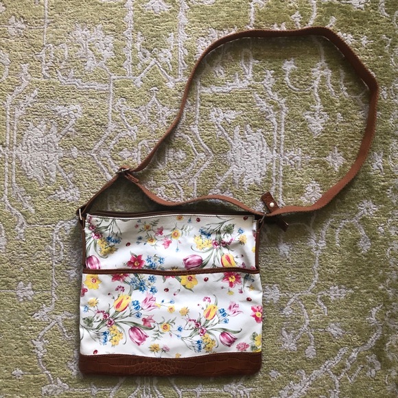 Handbags - Floral Print Leather Bag